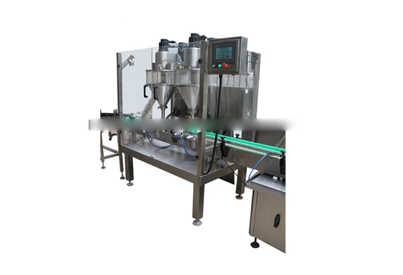 Double heads automatic powder jar filling machine