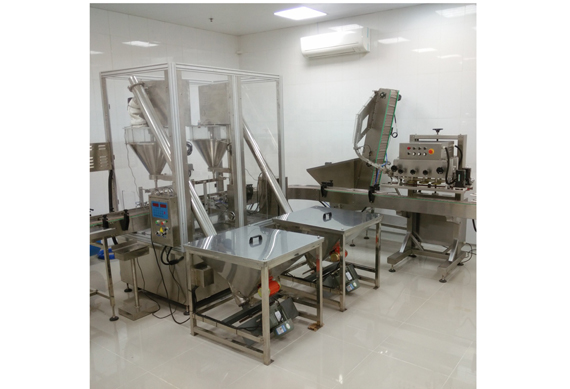 Double heads automatic powder jar filling machine