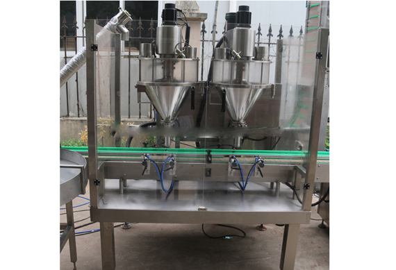 Double heads automatic powder jar filling machine