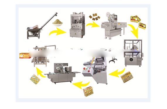 China Manufacturer seasoning cube making wrapping boxing bagging packing machine