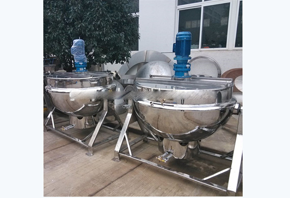 jacketed kettle with scrapping stirrer/double layer cooker with mixer