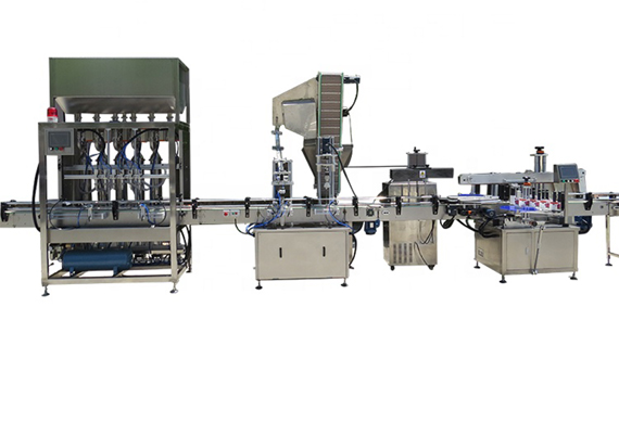 Automatic hand wash filling capping two sides labeling machine