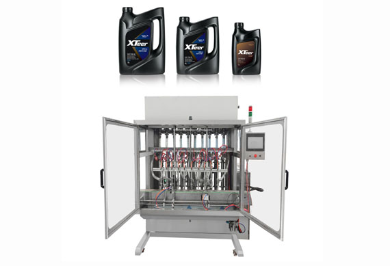 Automatic lubricant oil bottle filling capping and labeling machine