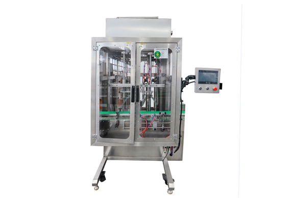 Hand washing piston filling capping and labeling line