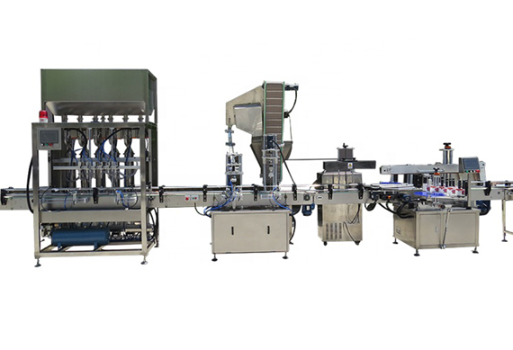 Automatic liquid soap filling capping two sides labeling machine