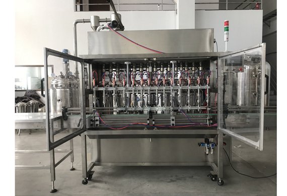 Automatic liquid soap filling capping two sides labeling machine