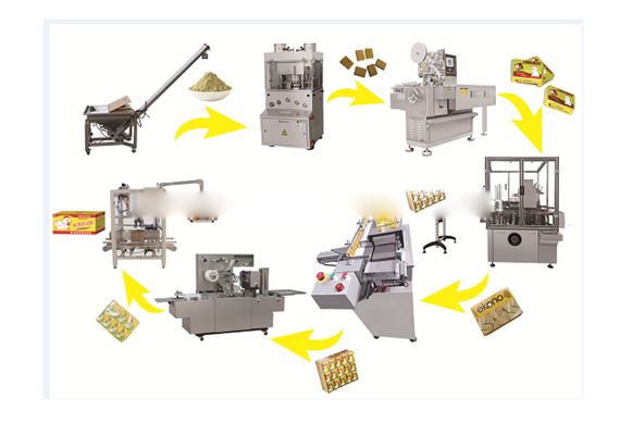 Shanghai Sugar cube making pressing wrapping packing machine