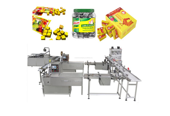 Automatic 4g chicken cube making machine soup bouillon cube auto pressing wrapping line with mixer