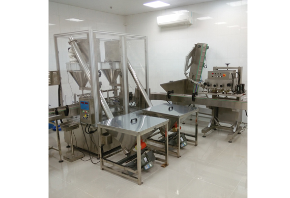 Automatic grain powder filling packing machine for plastic jars