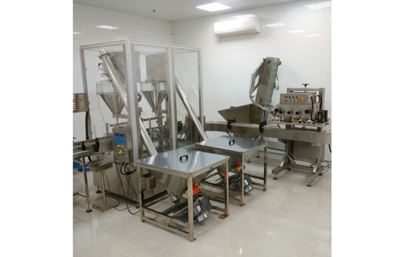 SHANGHAI automatic reliable dry powder can filling capping machine