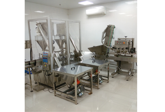 automatic bottle auger powder filling capping and labeling machine