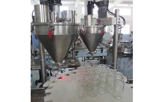 Automatic cocoa powder jar filling capping machine