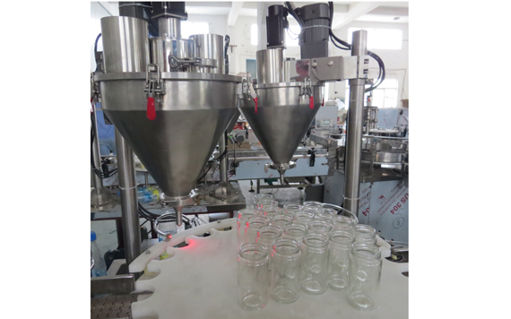 Automatic cocoa powder jar filling capping machine