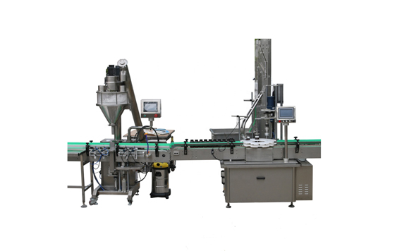 automatic auger powder filling capping and labeling machine line