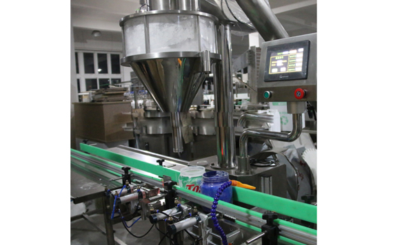 automatic auger powder filling capping and labeling machine line