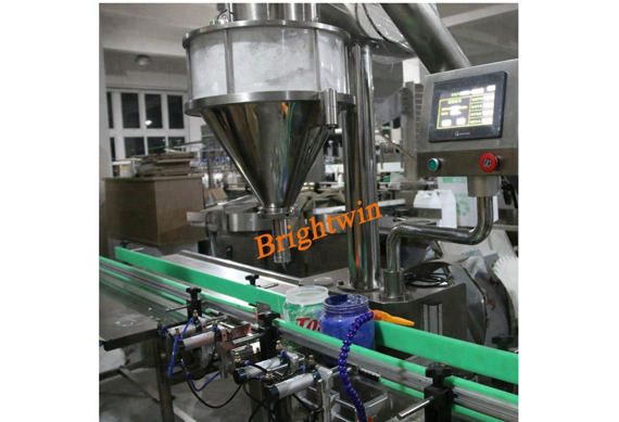 automatic egg auger powder bottle filling capping and labeling machine